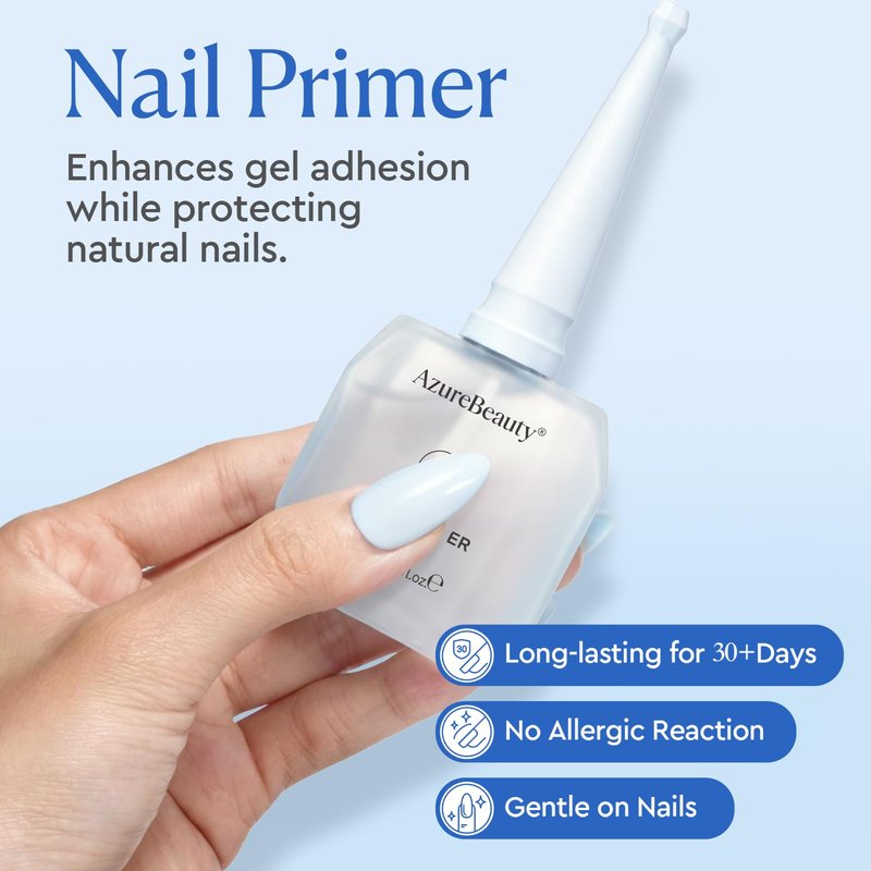 AZUREBEAUTY 18ml Nail Primer, No Lift Strong Adhesion Nail Prep Acid-Free & HEMA-Free Bond, Fast Air Dry for Gel Polish, Acrylic & Press On Nails Long-Lasting Salon Results