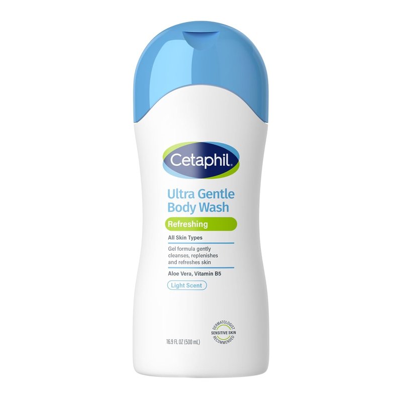 Cetaphil Ultra Gentle Body Wash - Refreshing Scent with Aloe Vera & Vitamin B5 | 16.9 Fl Oz for Sensitive Skin