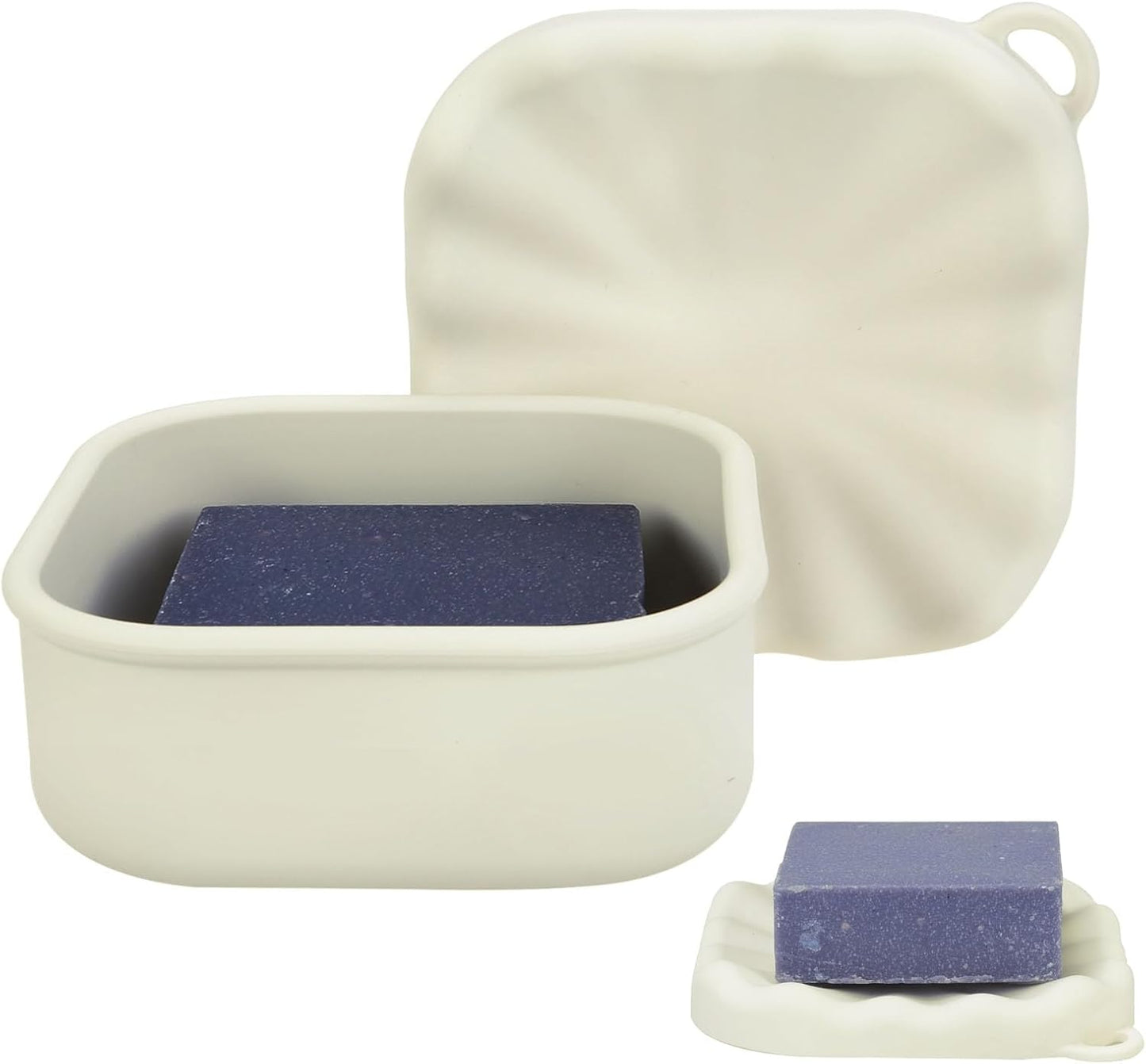Skiennix Travel Soap Case - Leakproof Silicone Container for Shampoo Bars | Off White