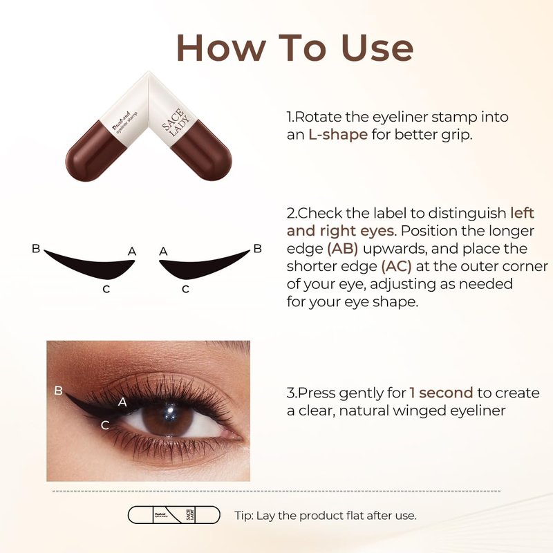 SACE LADY Dual-Ended Eyeliner Stamp Pen - Waterproof, Smudge-Proof Tool for Perfect Winged Cat Eyes | 01 Black