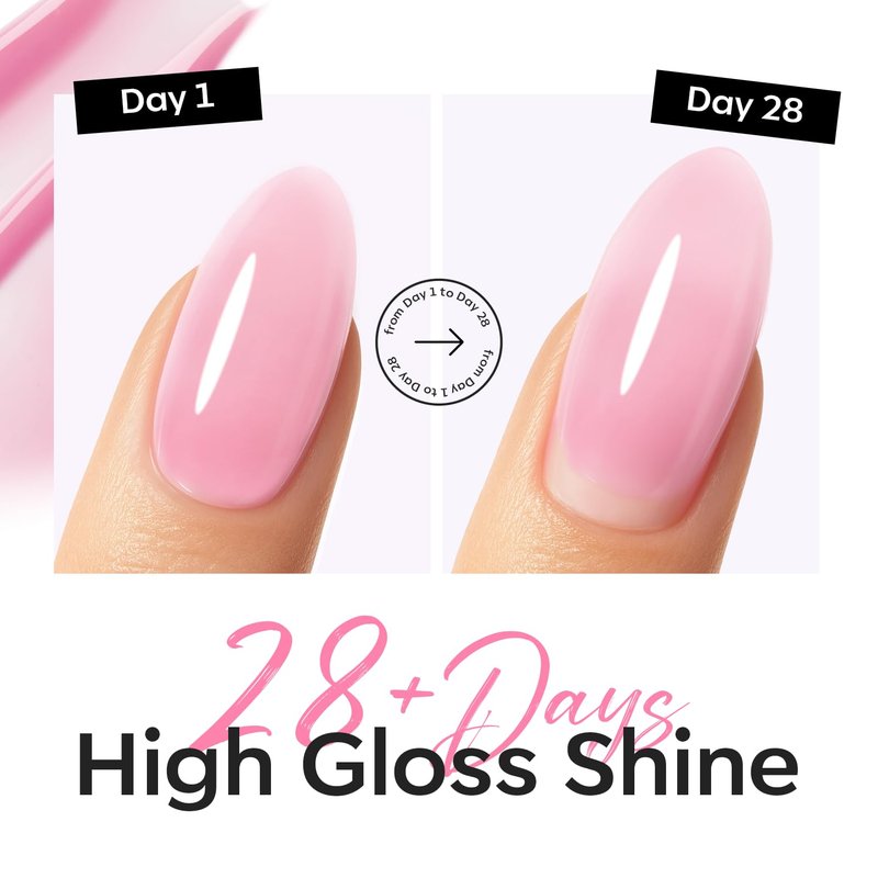 Builder Nail Gel | No Wipe Ultra Gloss Jelly Pink Polish - 15 ML for Strengthening Nail Extensions & Art