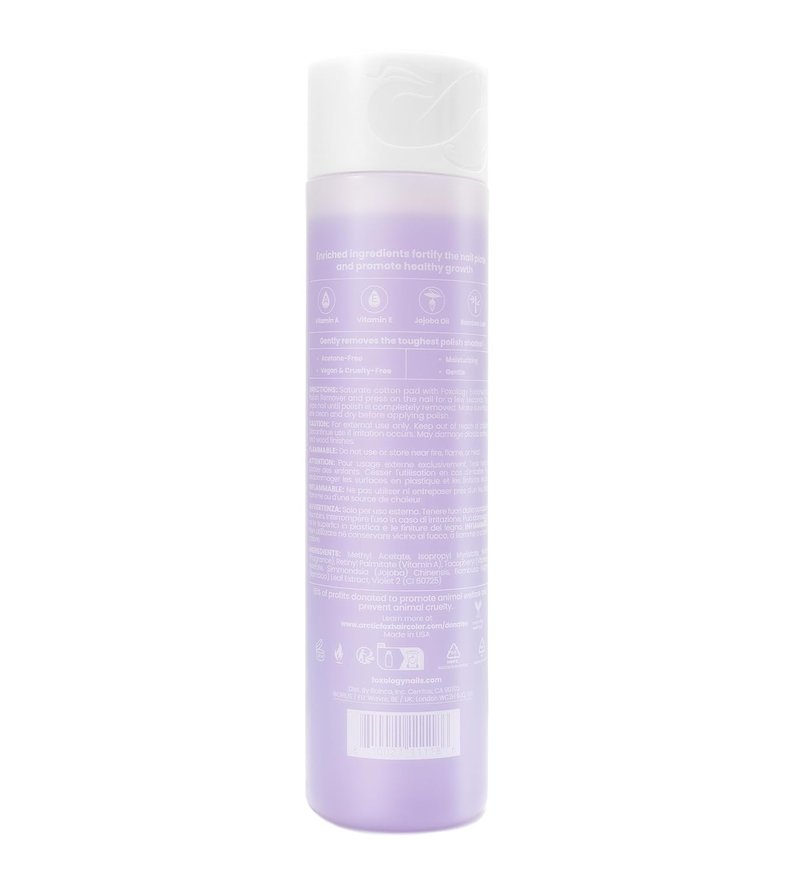 Foxology Nail Polish Remover - Acetone-Free Formula with Vitamin A & E, Jojoba Oil | Grape Scent, 6 fl oz