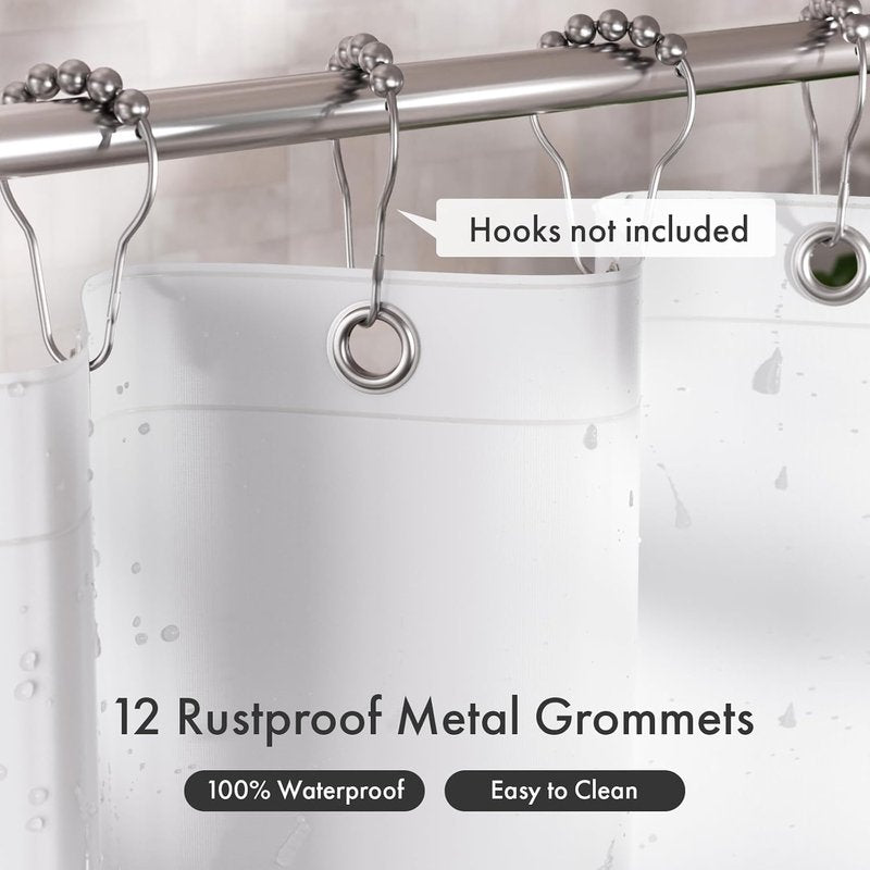 AmazerBath Shower Curtain Liner - Waterproof White Plastic with 2 Weighted Pockets | 72x72 Inches