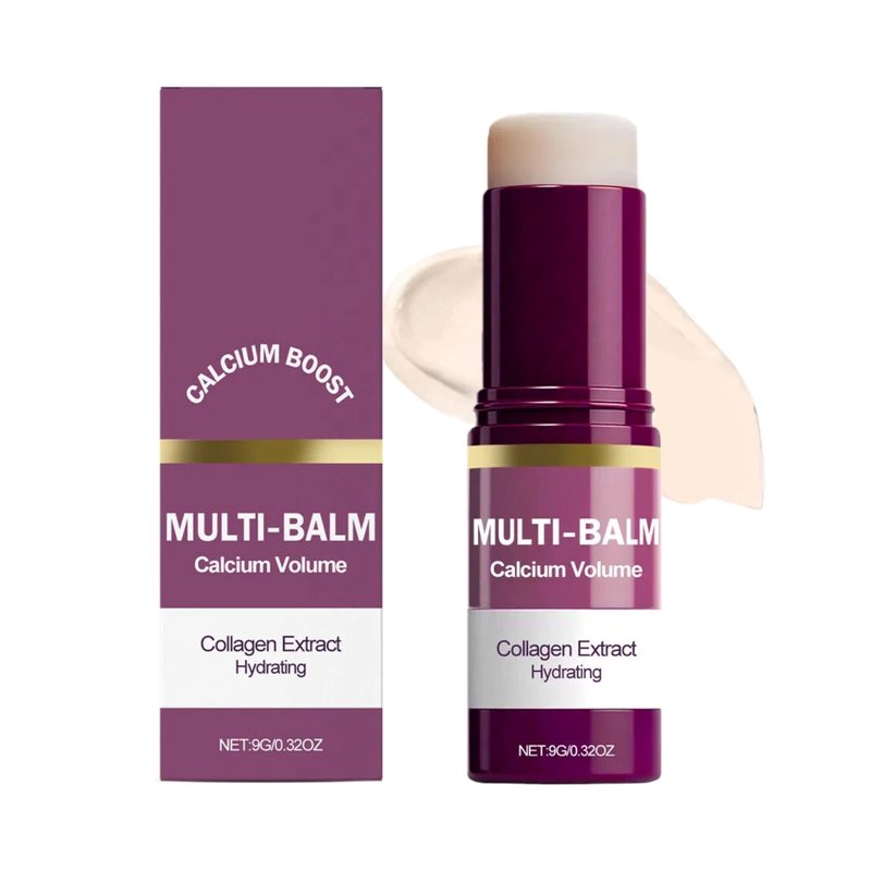 JYOVQXF Calcium Multi Balm Stick for Face & Eyes, Hydrating Moisturizing Stick with Collagen, Multi-Purpose Skin Balm for Dry Skin, Neck, Lips – Travel Size 9g