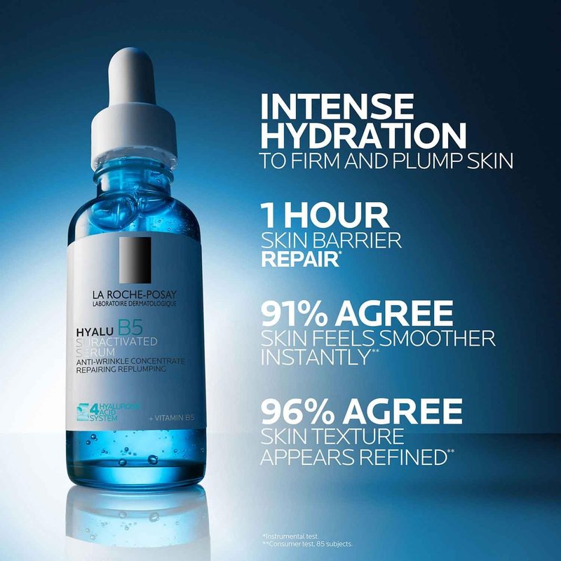 La Roche-Posay Hyalu B5 Suractivated Hyaluronic Acid Serum for Face, Vitamin B5 + Hyaluronic Acid + Glycerin, Hydrating Serum Visibly Plumps Skin, Sensitive Skin Safe, Anti Aging, Oil-Free