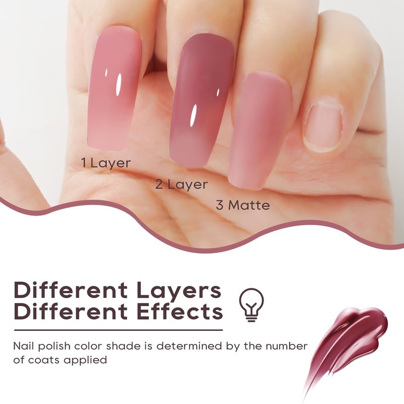 Aieenjor Nude Gel Nail Polish, 0.5 Fl Oz UV LED Soak Off Dark Mauve Gel Polish, Long Lasting Jelly Translucent Gel Polish for Nail Art DIY Manicure and Pedicure, 36