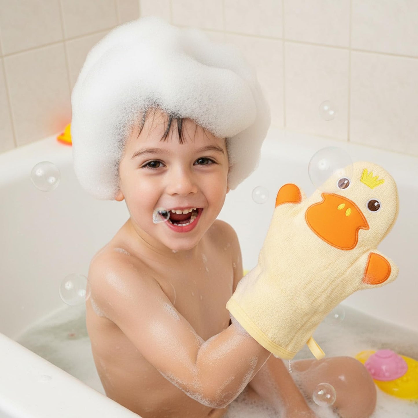 6Pcs Baby Bath Mitt Washcloths Gloves Soft Panda Toddler Washcloths for Kids Cute Animal Designs Yellow Duck Shark Sheep Cotton Towel Gentle Scrub for Baby Bath Shower