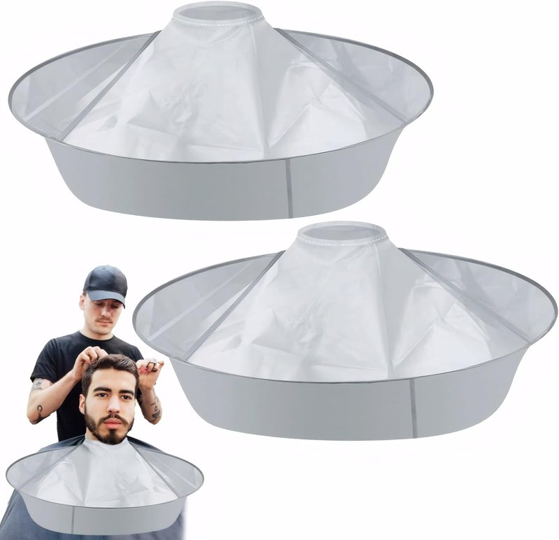 Skiennix Hair Catcher - Waterproof Foldable Hairdressing Umbrella Cape for Adults & Kids | Light Grey