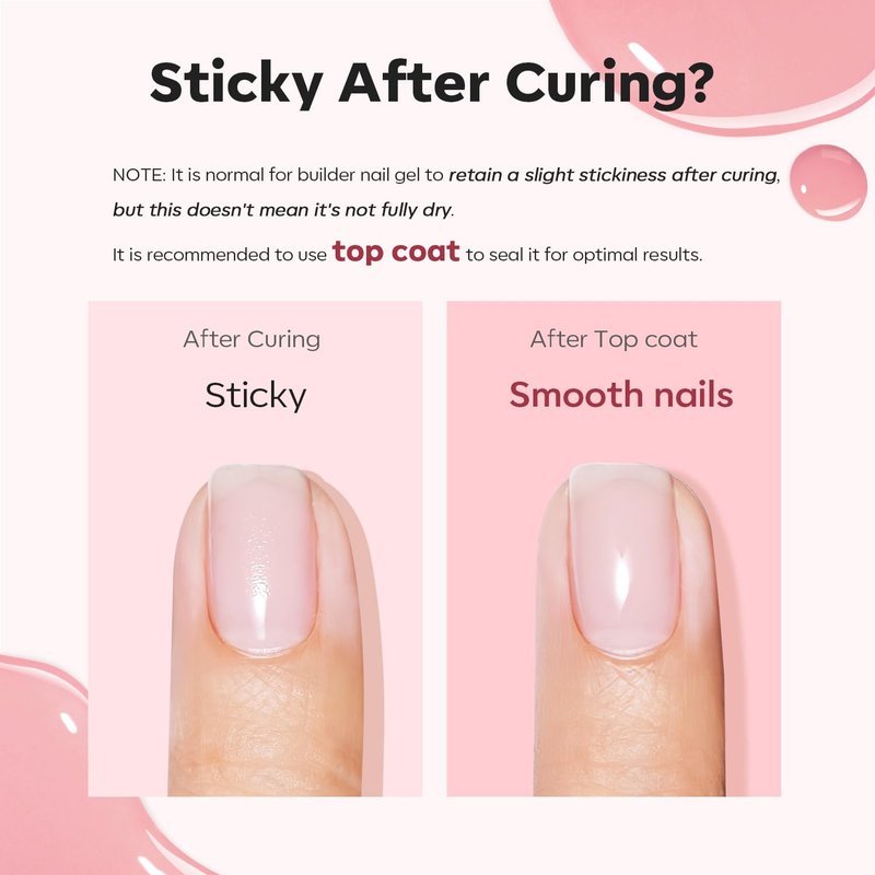 Builder Nail Gel - 8-in-One Peachy Pink Rubber Base Polish | LED Cured Extension Strengthener for DIY Salon