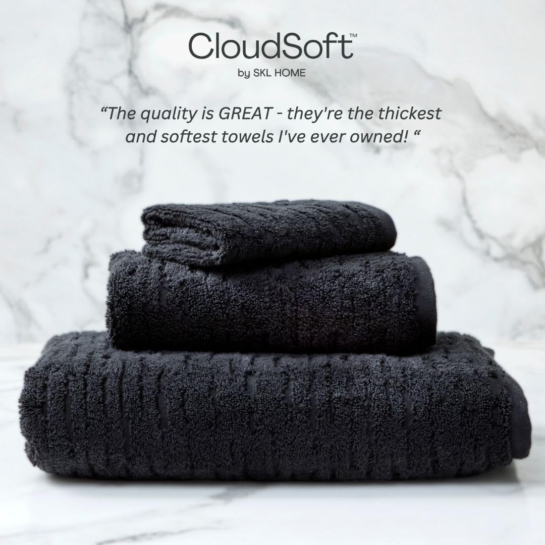 SKL Home CloudSoft 100% Cotton Luxury Bath Towel, 600 GSM, Ultra Plush & Absorbent, Slate
