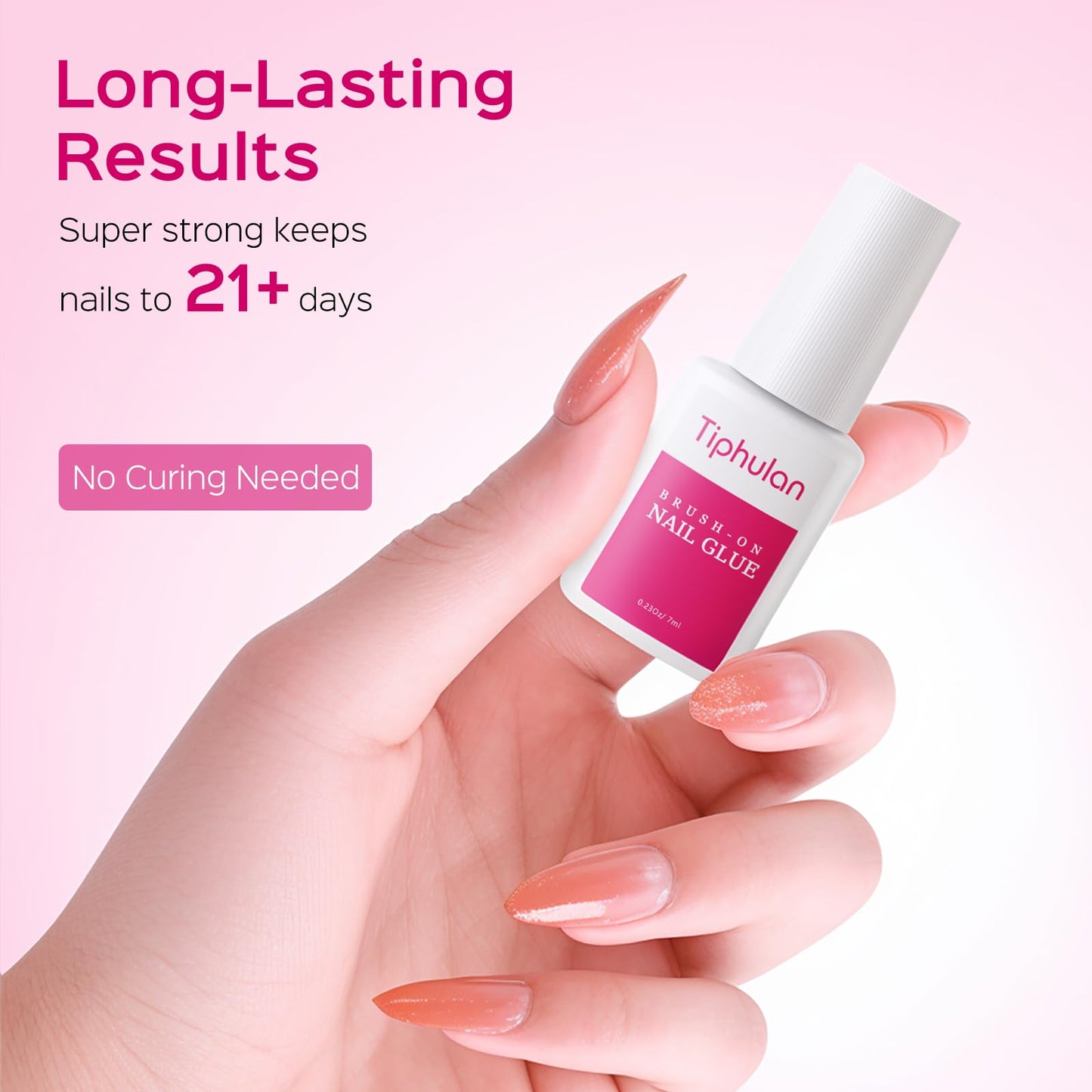 TIPHULAN 28ml Brush On Nail Glue for Press On, Acrylic Nails - Super Strong, Durable & Long-Lasting, Mess Free, Travel Friendly, 0.92 oz(4PCS)