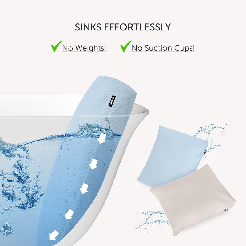 Nunuoo Bath Pillows for Tub Neck and Back Support,Bathtub Cushion backrest headrest Neck Pillow,tub Pillow for Bathtub,3D Mesh Core,Breathable,Quick-Drying,Ergonomic Comfort (Blue)