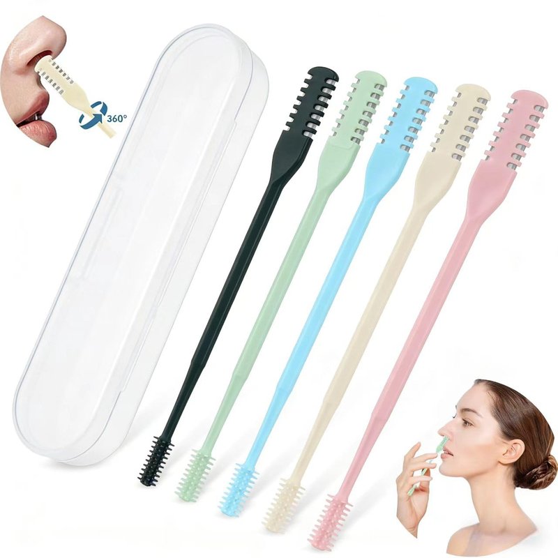 GGleerite 5-Pcs Nose Hair Trimmer 2-in-1, 2026 New Double-Sided 360° Rotating Manual Nasal Hair Cutter, Portable Nose Trimmer for Men & Women, Reusable Easy-to-Clean Hair Remover