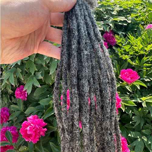 YONNA Locs Human Hair Dreadlocks Extensions 20Locs Full Handmade (Width 0.4cm) 10inch Salt and Pepper #39