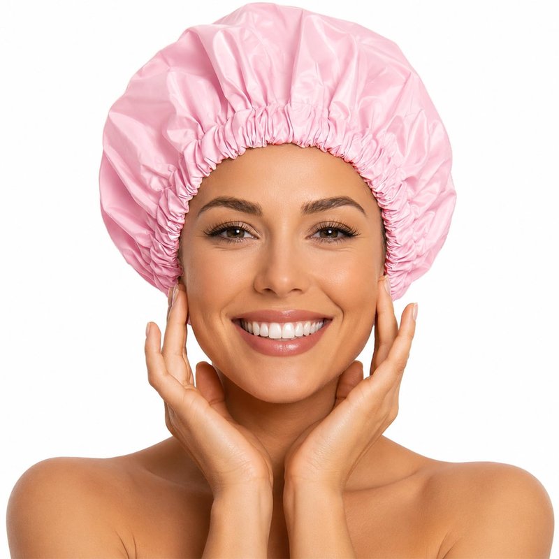 Satin Lined Shower Cap for Women, Waterproof Double Layer Shower Cap for Curly Long Thick Hair, Extra Large Reusable Bath Cap, Anti-Frizz Hair Protection Keeps Hair Dry