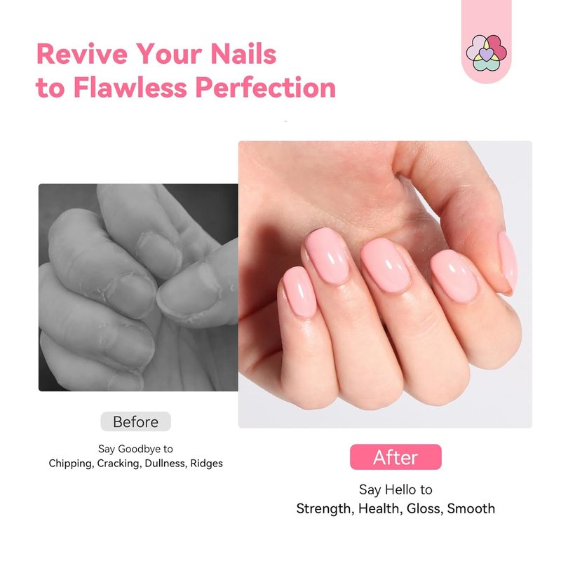 SAVILAND Nail Strengthener & Ombre Nail Polish Set - 15ml Pink Strengthener + 6 Colors: Charm Pink, Blue, Gold, Purple
