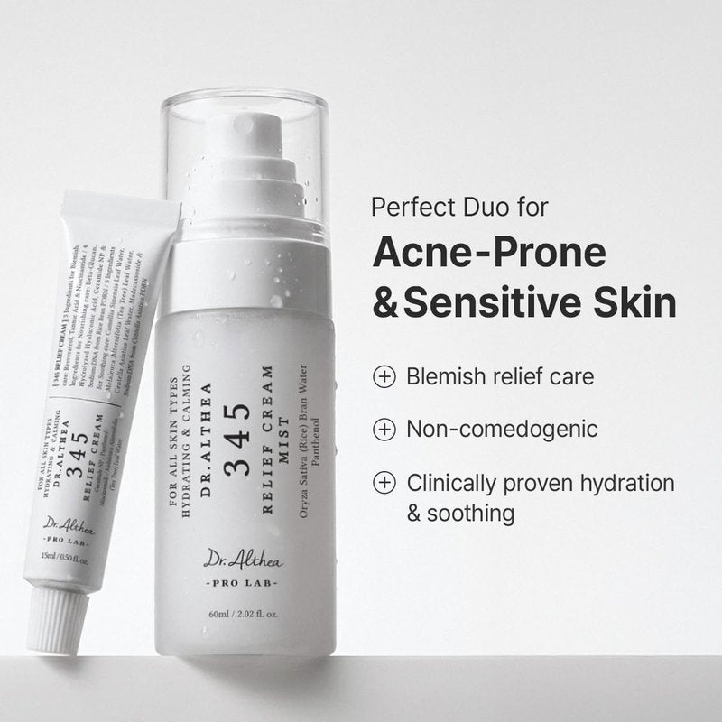 Dr.Althea 345 Travel Kit - Relief Cream (15ml) & Mist (60ml) | Korean Vegan Skin Care Set