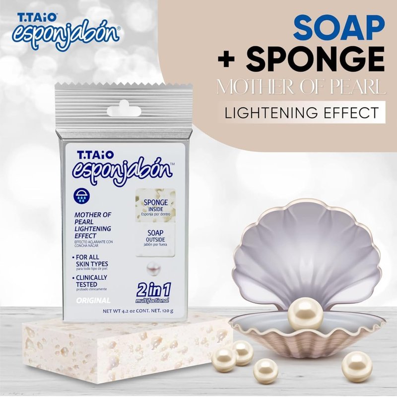 Esponjabon Mother of Pearl Soap Sponge - Cleansing Shower Scrubber - Cleaning Bath Wash Scrub - Oil Removal - Massage & Lather Foot, Elbow, & Face - Bathroom Accessories (5 pack)