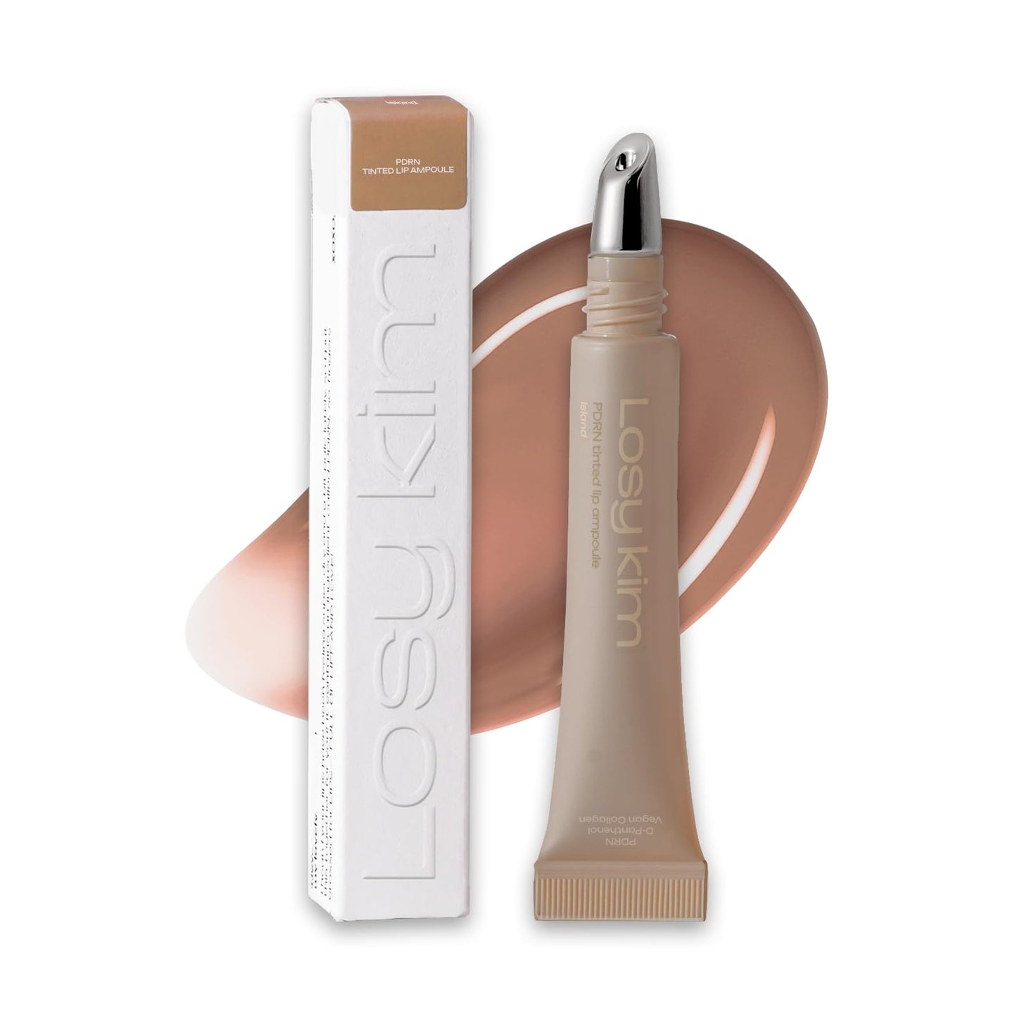 Losy Kim PDRN Tinted Lip Serum – High Gloss Ultra Hydrating Natural Glow, Non-Sticky Volumizing Color Glaze with Long-Lasting Shine, Nourishing Moisturizing Repair for Chapped Lips (0.34 oz) (island)