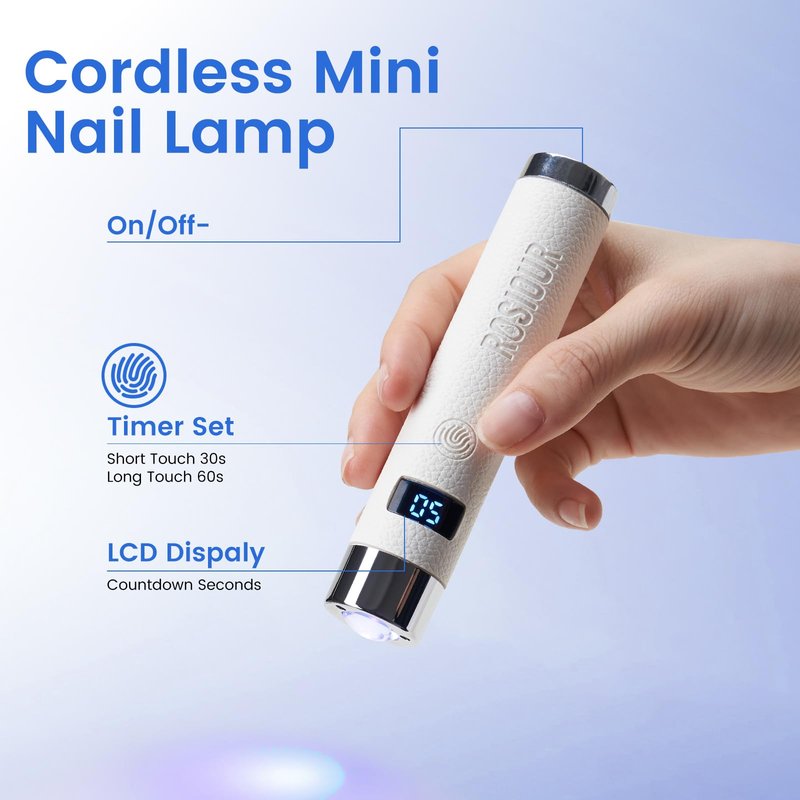 Rosiour Mini UV Lamp for Gel Nails- Flash Cure Handheld Nail U V Led Curing Light with Stand- Rechargeable Hands-Free Fast Dry UV Lamp with Auto Sensor for Home Manicure and Salon (White)