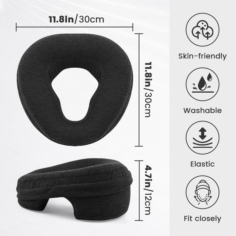 Kakalote Massage Headrest for Bed, Ergonomic Memory Foam Massage Pillow Face Down Pillows for Spa, Napping & Skincare(Black)