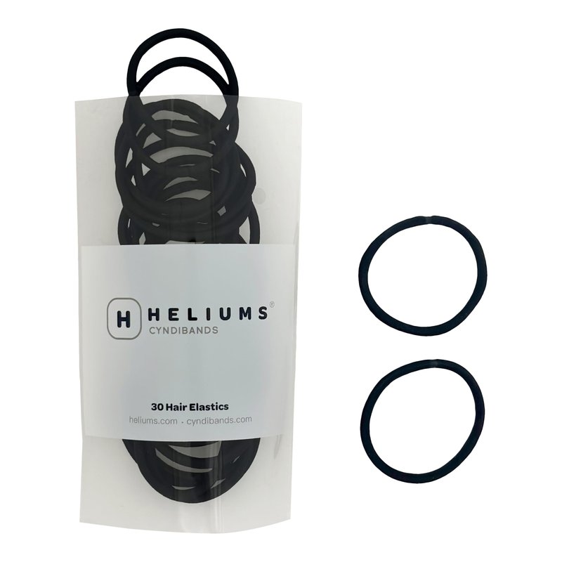 Cyndibands Elastic Hair Ties - Black - 30 Count, 4mm x 1.75 Inch Diameter Ponytail Holders