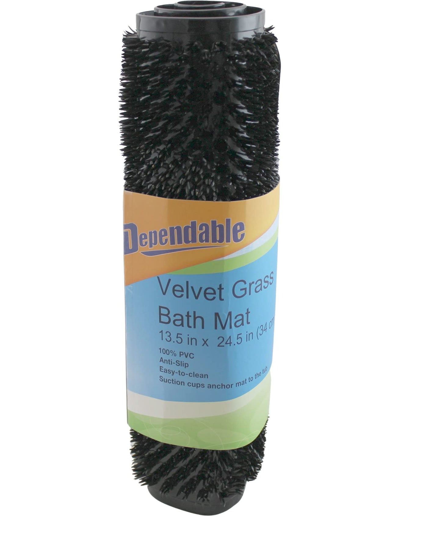 Grass Textured Spa Quality Foot Scrubber Shower Bath Mat Anti-Slip 24.5" x 13.5" Comforts Tired Feet Black