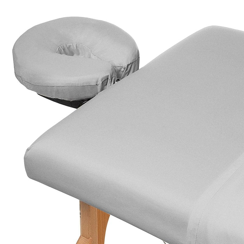 Flannel Massage Table Sheet Set - Soft Cotton Facial Bed Cover with Flat & Fitted Sheets | Light Gray