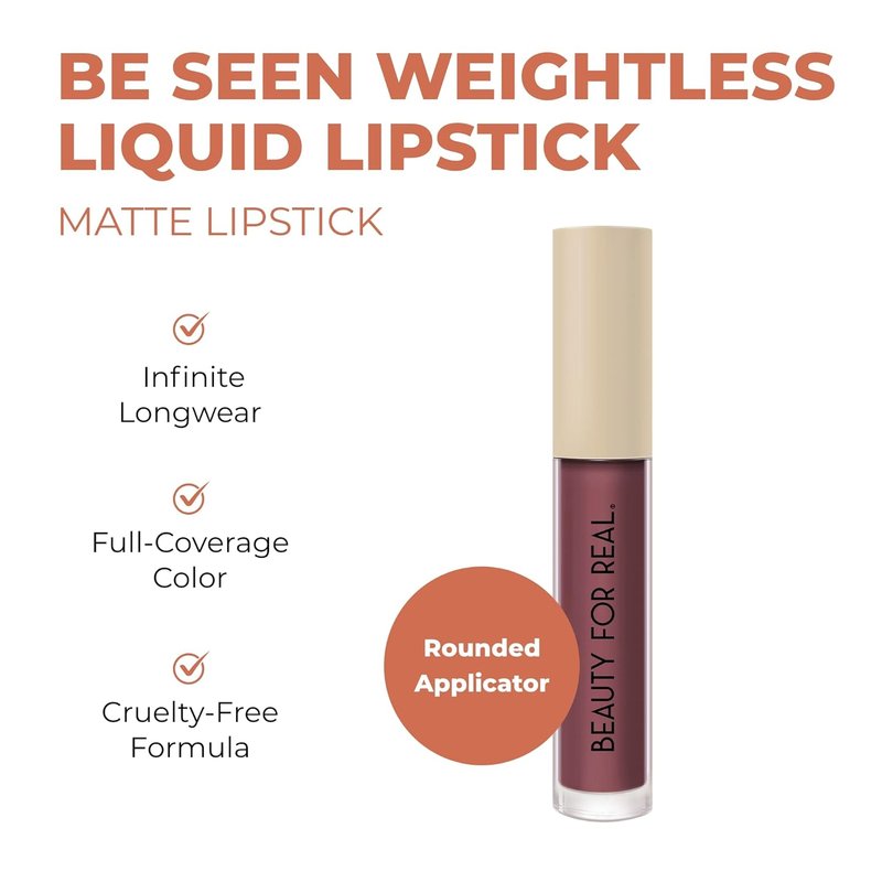 Be Seen Weightless Liquid Lipstick - Chestnut Rose | Matte, Full-Coverage, Longwear Formula with Jojoba & Avocado Oils