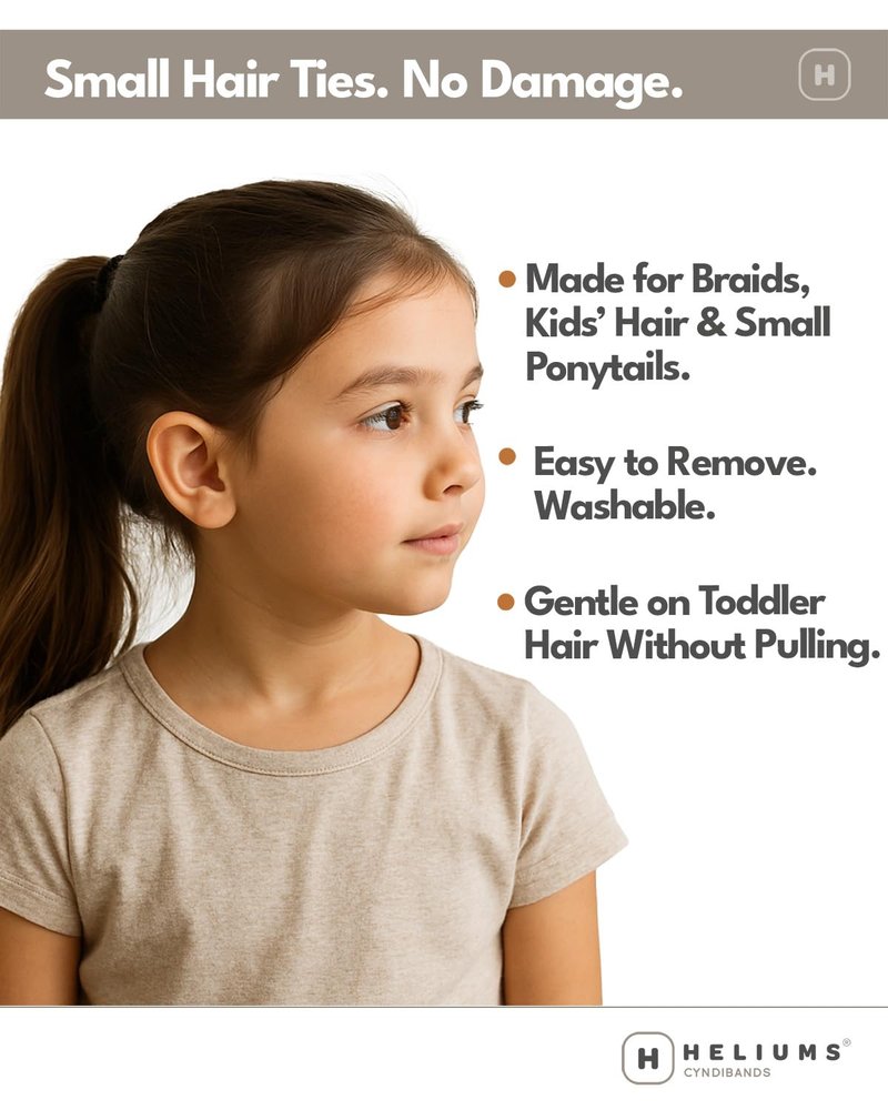 Heliums Small Hair Ties - Gold Seamless No-Damage Ponytail Holders for Kids & Thin Hair | 20 Count