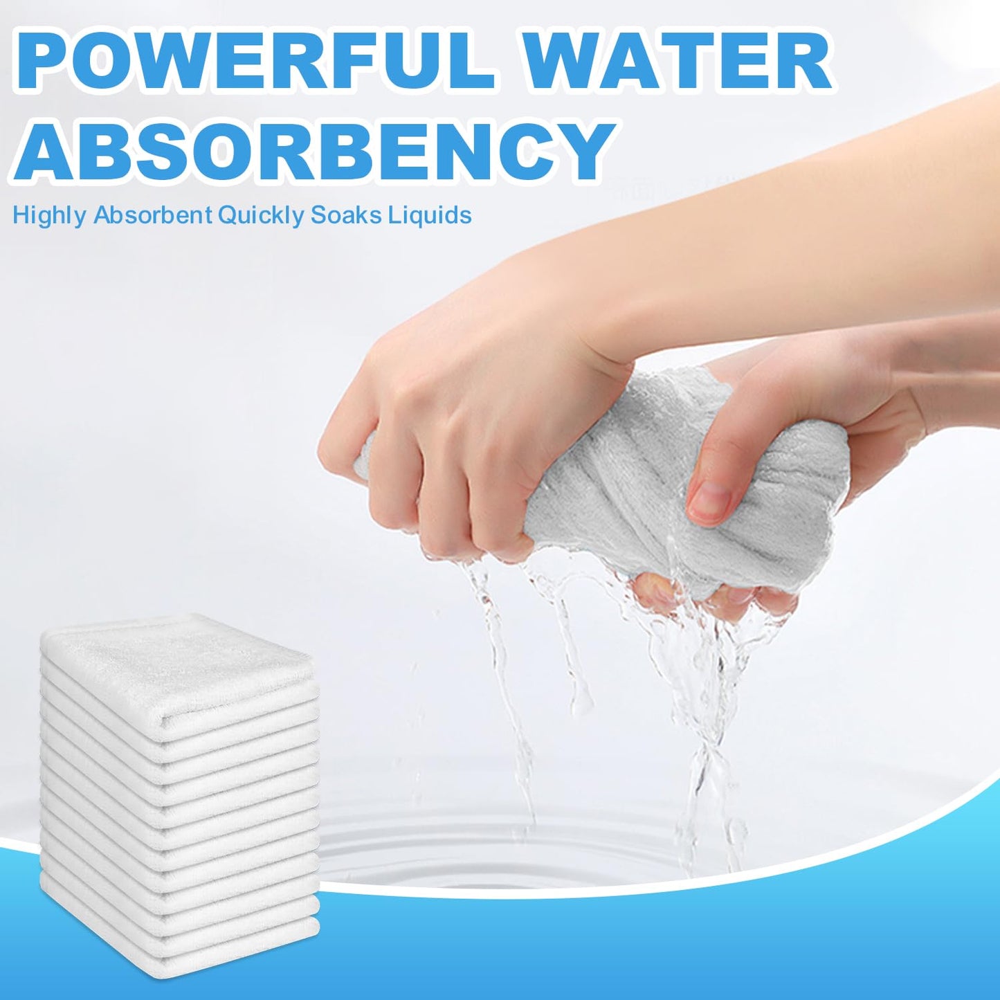 ZHAYAO 24 Pack 100% Cotton Wash Cloth, 12x12 Inch Highly Absorbent and Soft Feel Fingertip Towels, Machine Washable Washcloths for Bathroom, Gym, Hotel, Spa and Kitchen, White