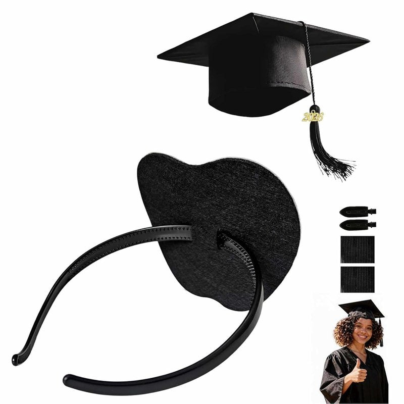 Cuteowl Graduation Cap Headband - Securely Holds Grad Cap While Maintaining Your Hairstyle | Black (1 Pack)