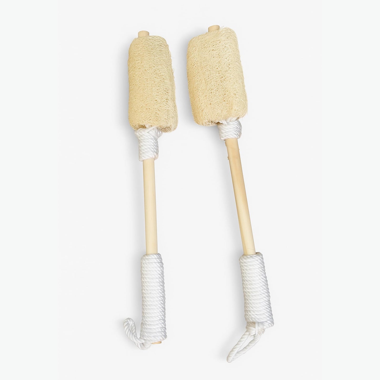Natural Loofah Back Scrubber with Long Handle 2 Pcs – Natural Loofah Sponge & Brush for Men Women – Loofah with Handle for Bath & Shower, Exfoliating Back Loofa