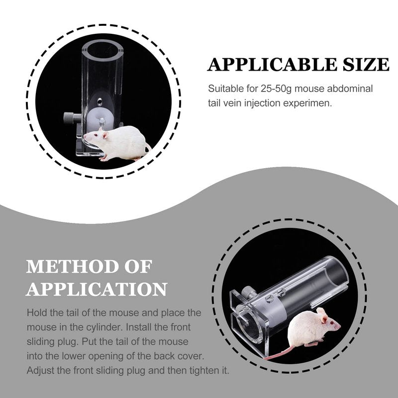 Scicalife Mouse Restrainer, Acrylic Transparent Laboratory Mice Restrainer for Research, Mouse Holder for 25-50G Gram Mice, Cages Fixing Tool Lab Equipment