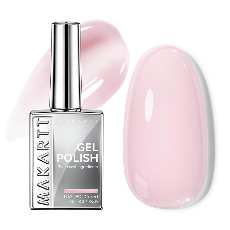 Milky Pink Gel Nail Polish - Hema-Free Jelly Formula for Soak Off UV LED Nail Art | 15ML Translucent Finish