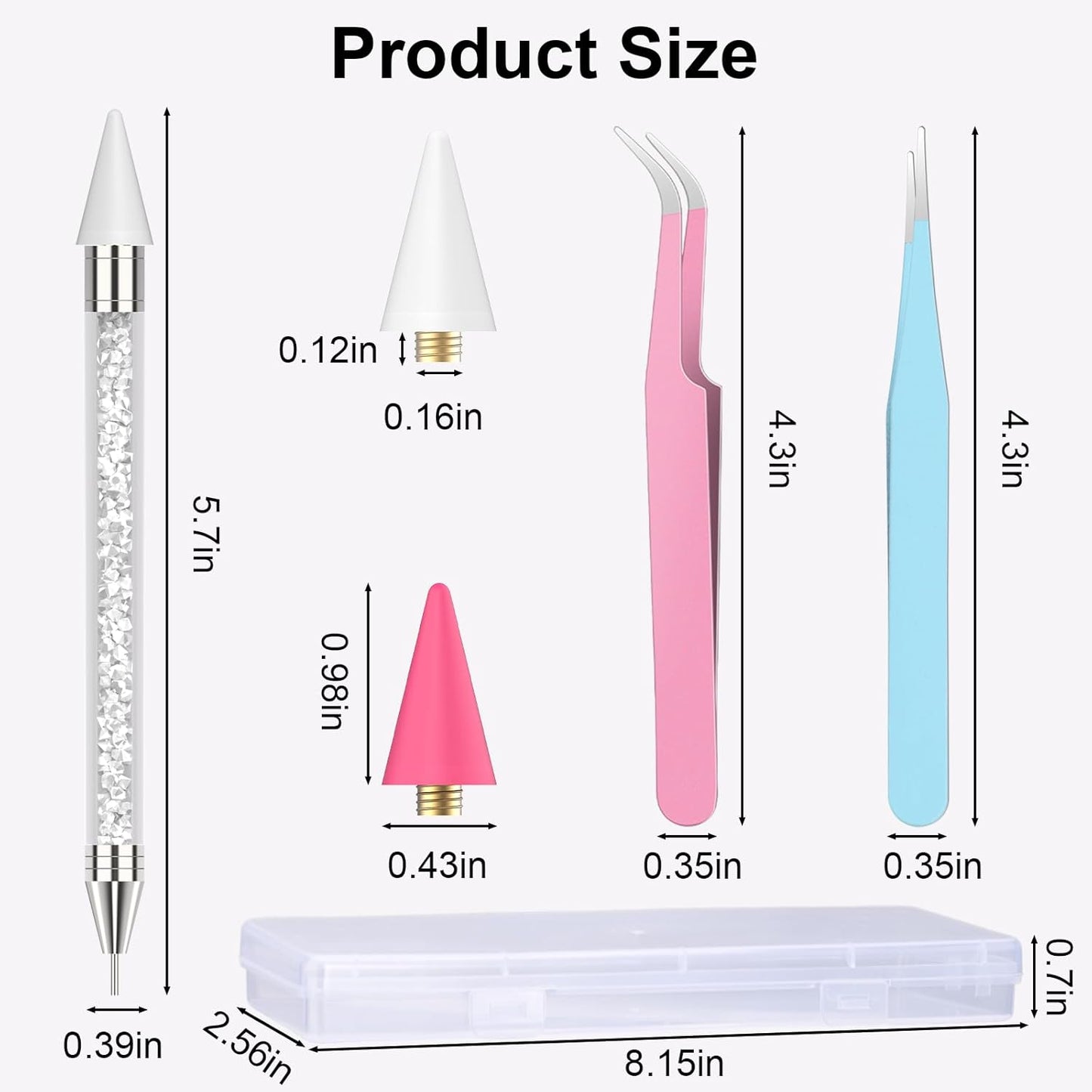 Skiennix Rhinestone Picker Tool - Dual-Ended Applicator Wax Pen with 6 Extra Tips & 2 Tweezers | Pink & White
