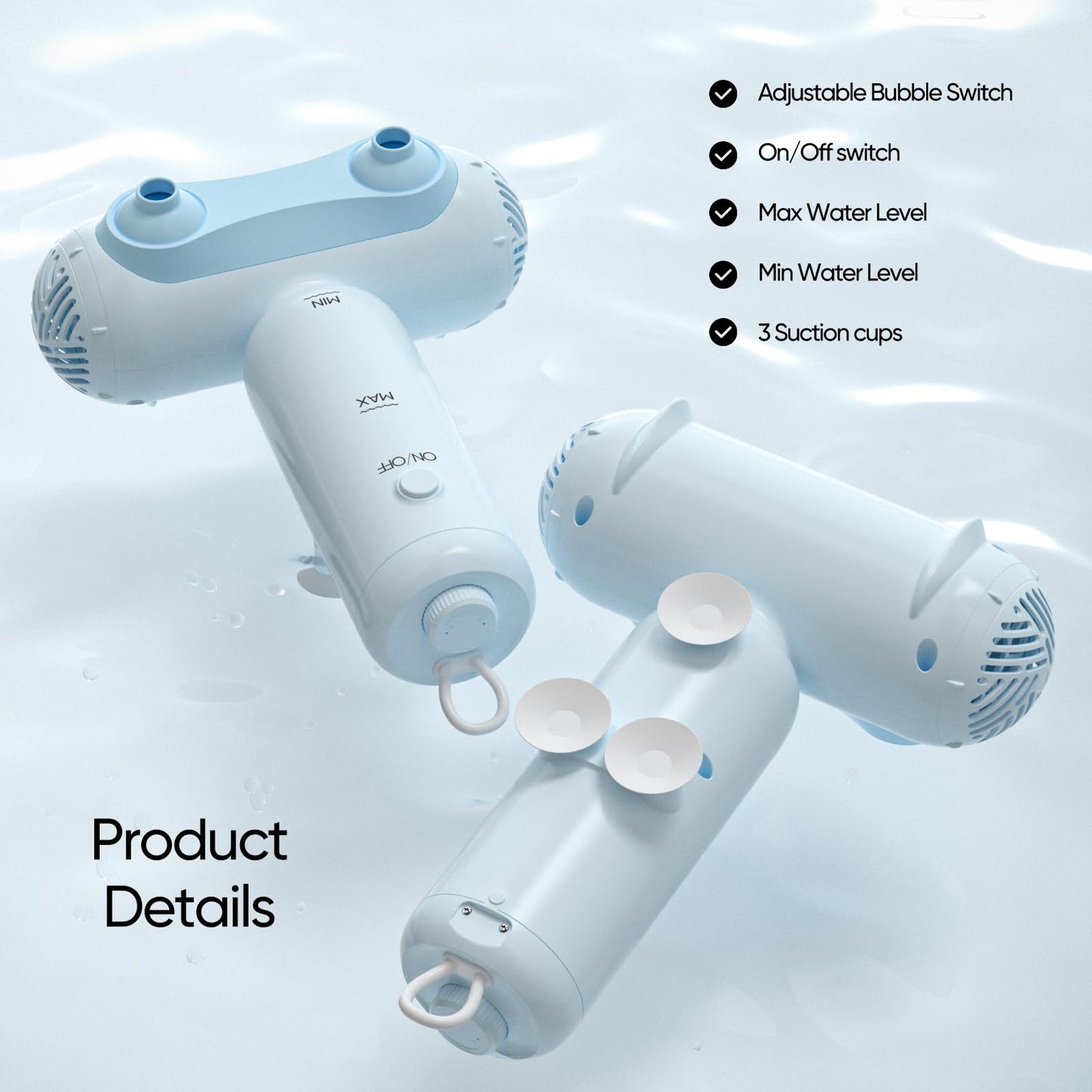 Bath Jets for Tub, YOLID Portable Bath Spa Massager with Jet&Bubble Modes, 3-Speed Adjustable Dual Nozzles Rechargeable Bathtub Bubble Jet for Muscle Relaxation, Bathtub Jacuzzi at Home