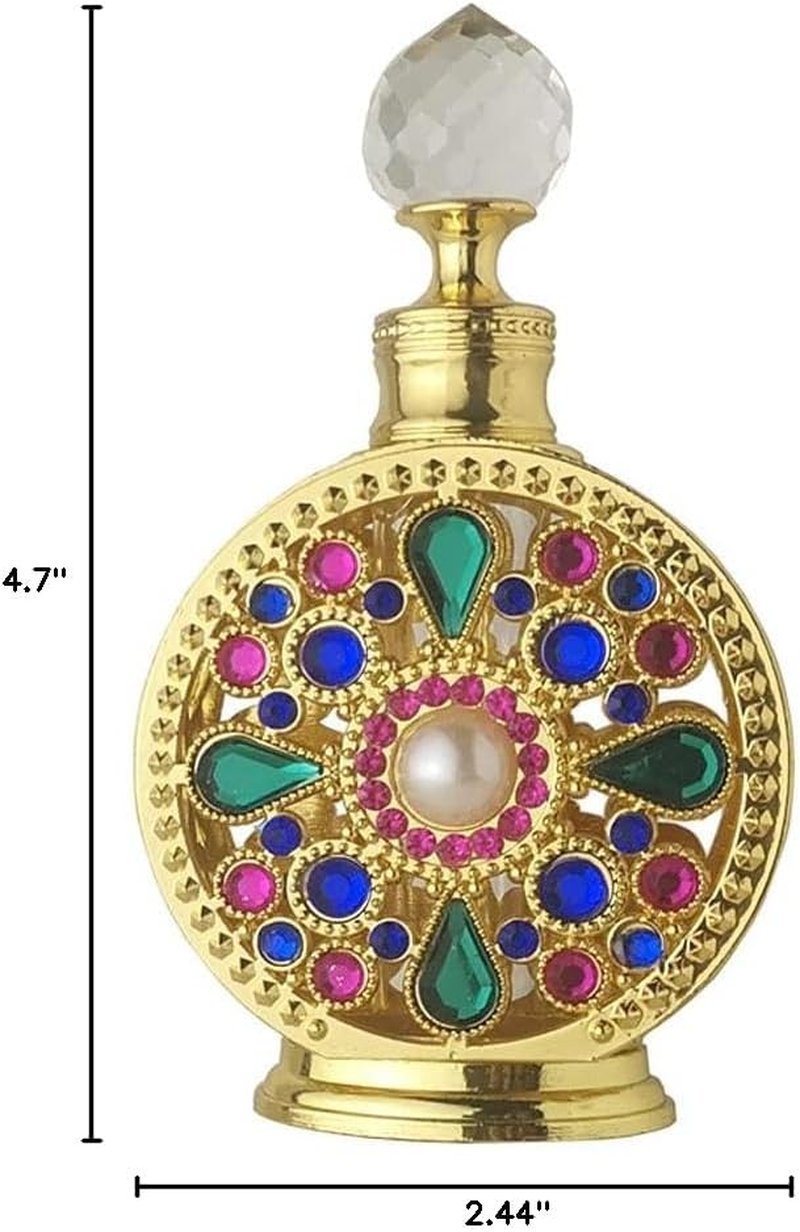 Rhinestone Empty Perfume Bottle - 10ML Refillable Dubai Style | Portable Gold Cosmetic Container