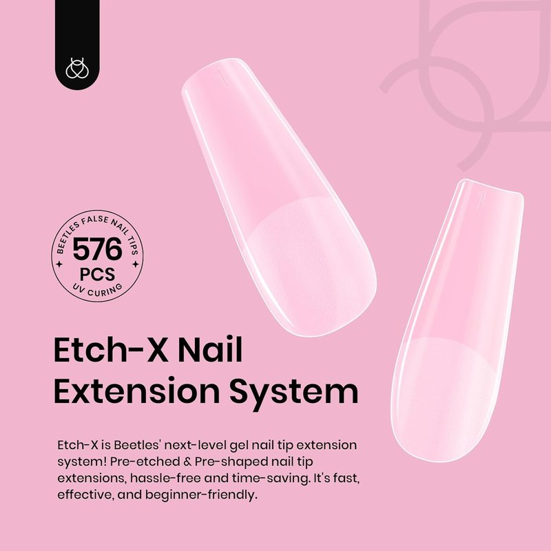 Beetles Gel Nail Tips - Medium Coffin 576PCS | Pre-Shaped Half Matte Full Cover Nails for DIY