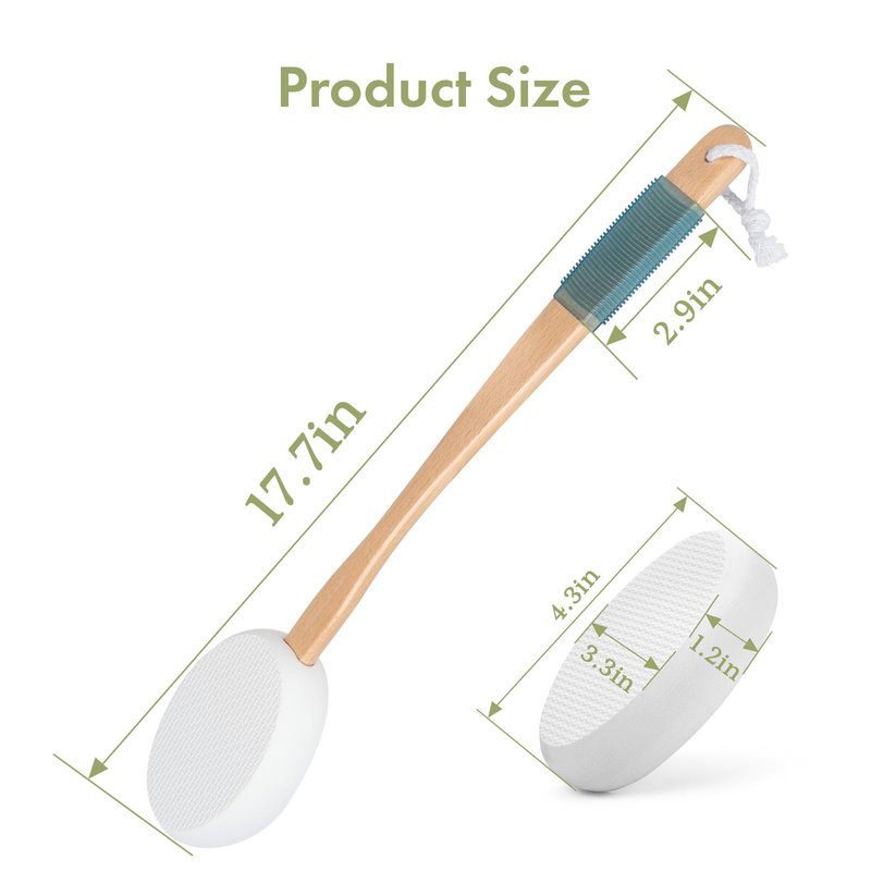 AmazerBath Lotion Applicator for Back, Feet, 2 Replacement Pads with 17" Curved Handle, Back Sunscreen Applicator for Kids, Elderly, Women, Apply Cream Medicine Moisturizer Tanner, White