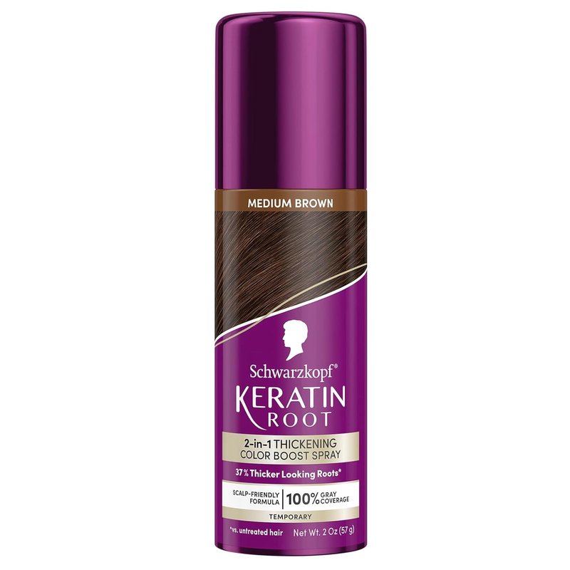 Schwarzkopf Keratin Color Root Spray - Medium Brown Instant Gray Coverage | Easy, Ammonia-Free Application