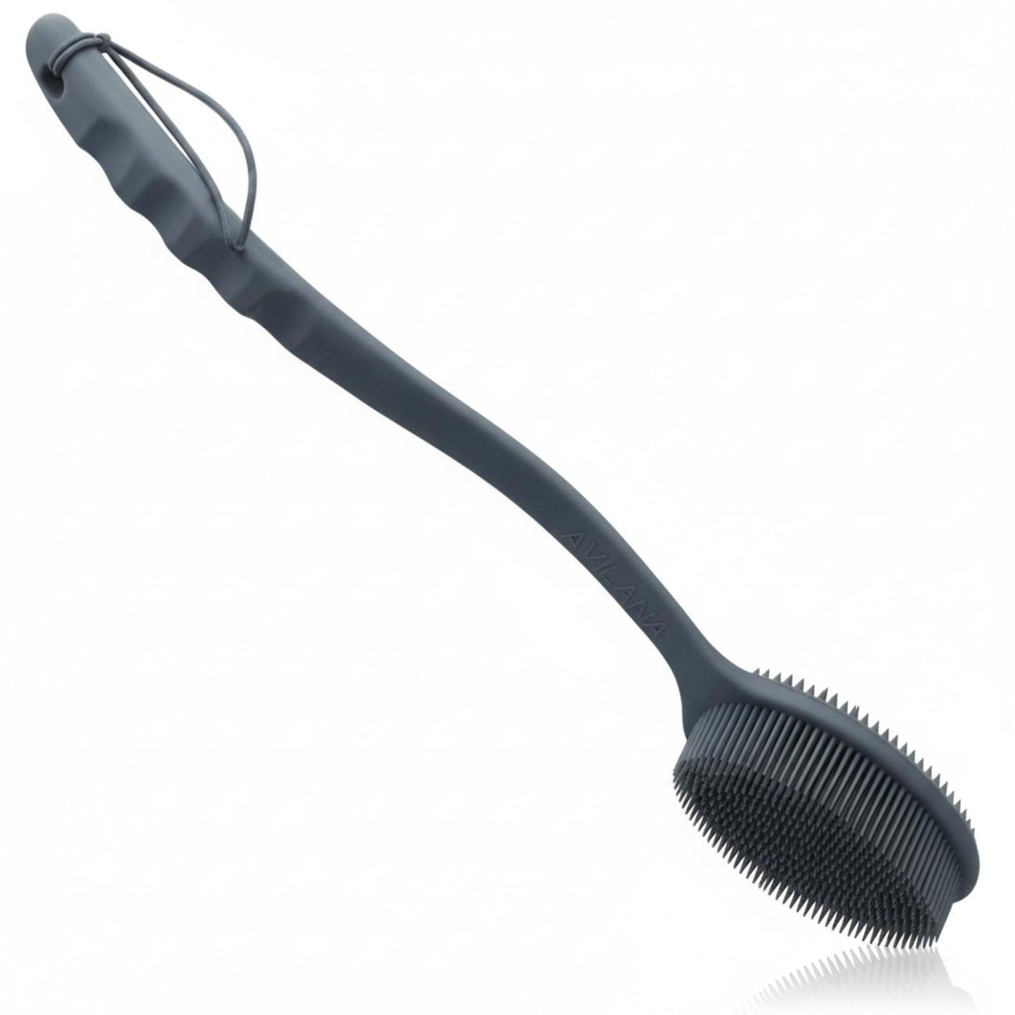 Avilana Premium Back Scrubber Long Handle 19 Inch - Trusted Since 2017 - SGS Certified Silicone Bath Brush, Dual Sided Exfoliating Body Brush Extended Reach Back Washer Women Men Seniors Gift
