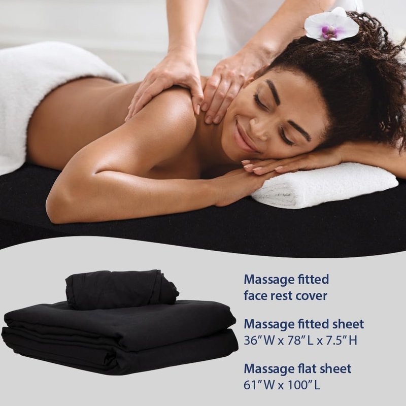 ForPro Professional Collection Microfiber Massage Sheet Set - Ultra-Light, Stain & Wrinkle-Resistant, Black | 3-Piece Set