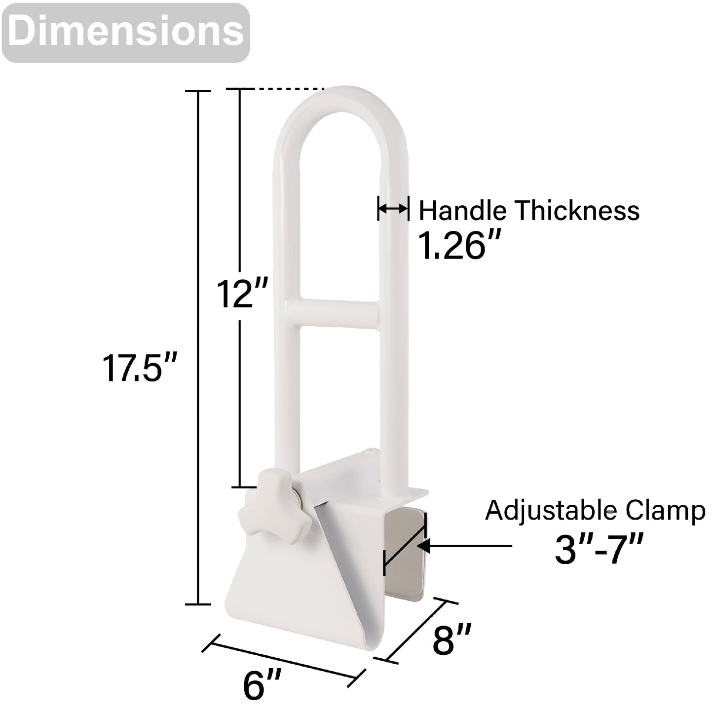 Vaunn Medical Secure Bathtub Safety Rail, ADA Compliant Shower Grab Bar Handle for Elderly and Disabled, Secure Locking Tub Clamp, 300 lbs