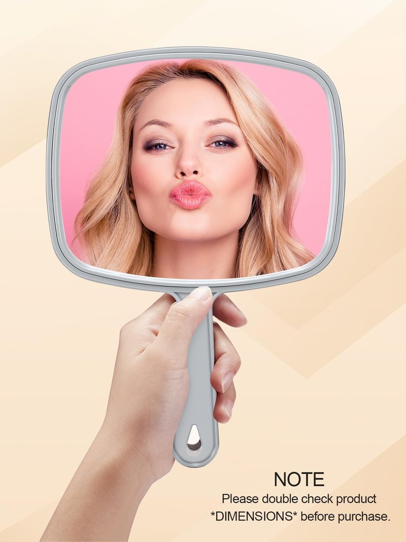 Gladmart Hand Mirror Salon Barber Hairdressing Handheld Mirror with Handle (Square Grey 7.4 x 10.3 inches)
