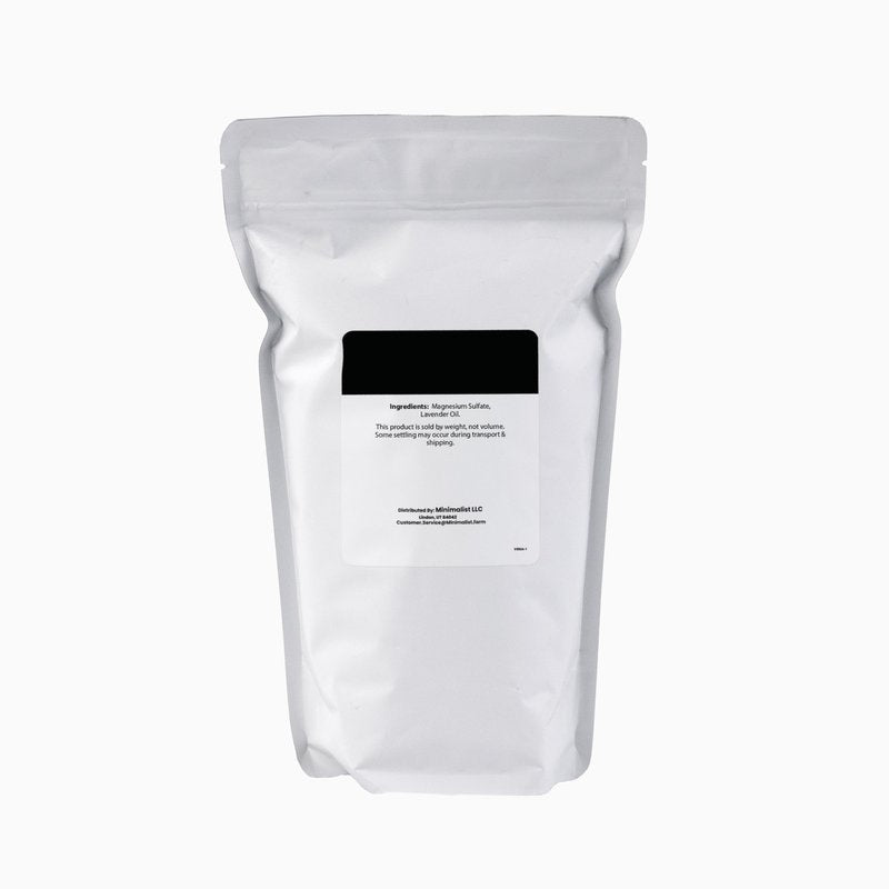 Minimalist Epsom Salt with Lavender Oil, Perfect for Relaxing Baths and Soothing Sore Muscles, Packaged for Convenience in a Refillable Bag (48 Ounce, Lavender)