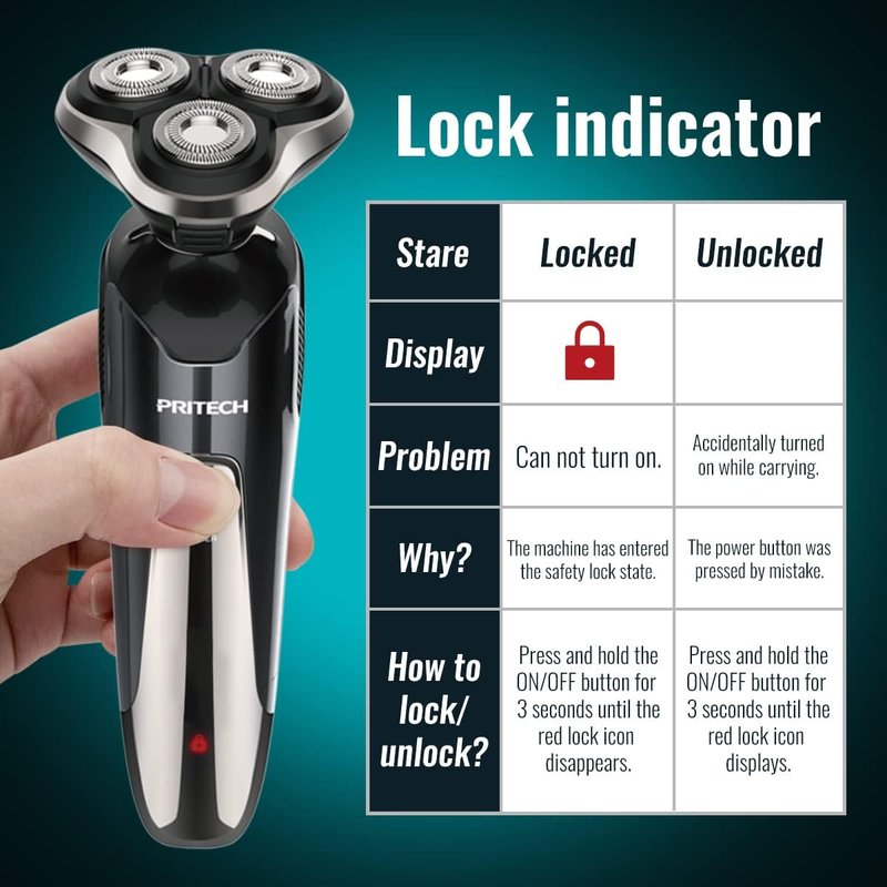 Electric Razor for Men - Waterproof Rechargeable Shaver | Cordless Wet/Dry with Nose & Sideburn Trimmer