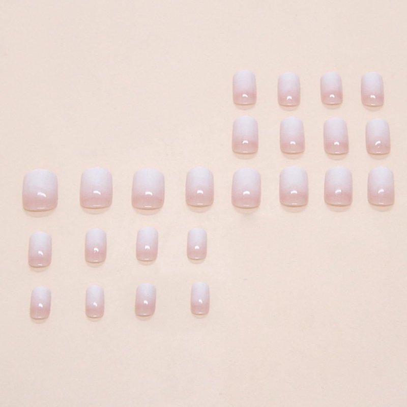Press On Nails - Short Square Glossy Gradient Fake Nails for Women | 24 Pcs