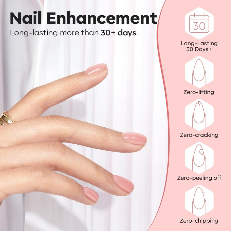 Nail Thickening Solution - Builder Gel with Dehydrator & Primer | 3Pcs Rose Nude Pink 10ml Set