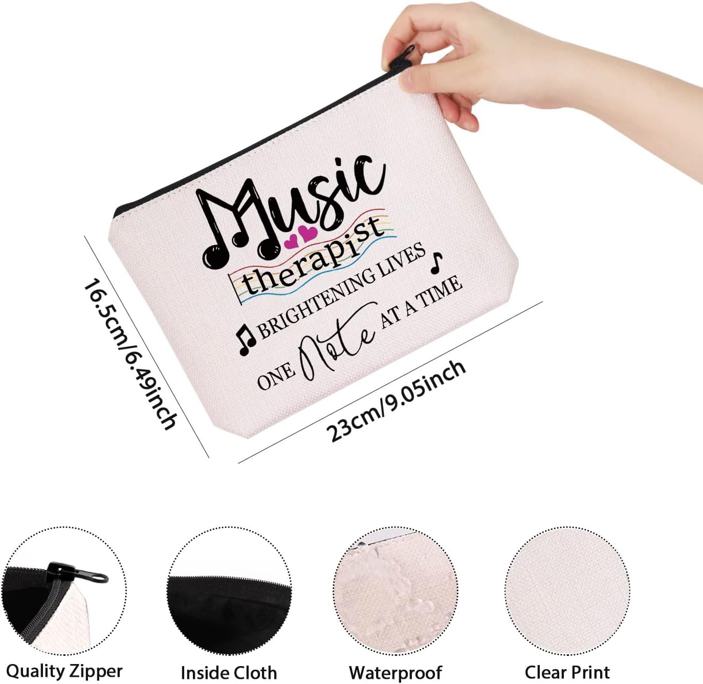 TSOTMO Music Therapist Gift - Brighten Lives with This Stylish Zipper Pouch Makeup Bag | Perfect for Teacher’s Day